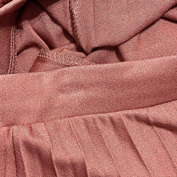 Asos Pleated Midi Skirt Elastic Waist Rose Pink Size 4 A-Line - Picture 4 of 6